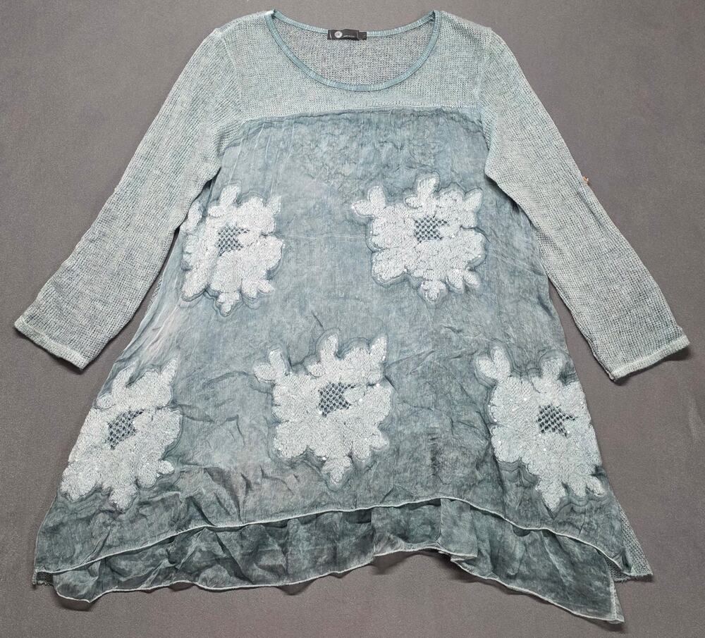 M Made In Italy Mohair Silk Blend Tunic Lagenlook  Whimsy Artsy Feratelli Large